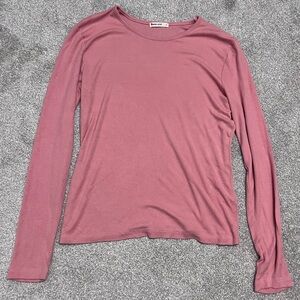 Marine Layer Lexi Ribbed Dusty Rose Long Sleeve Top